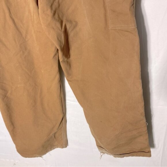 Carhartt Tan Duck Canvas Bib Overalls Double Knee Work Wear 50x30 - Picture 9 of 16